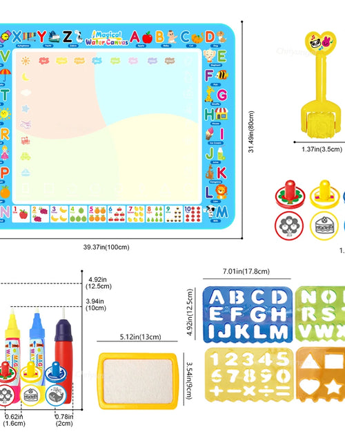 Load image into Gallery viewer, 100x80CM Magic Water Drawing Mat with Reusable Magic Pens Doodle Montessori Painting Board Educational Toys Kids Gifts 39X31in
