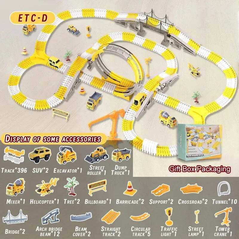 DIY Electric Track Builder Car Set for Kids