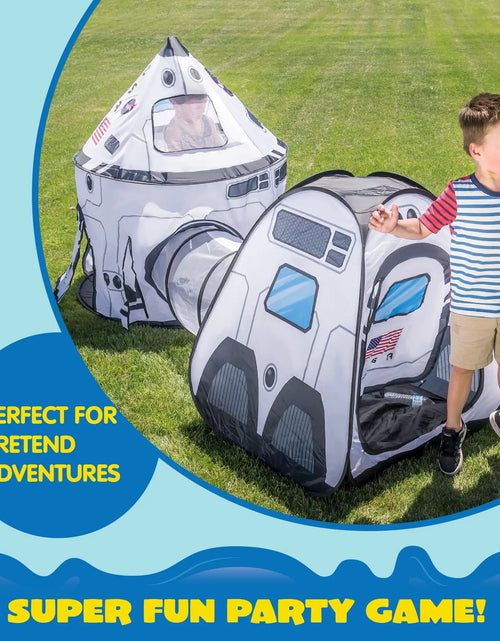 Load image into Gallery viewer, Joyfy Rocket Ship Play Tents Set Pop up Play house with Tunnel 3-Piece Play Tent for Kids Pretend Play Birthday Gift
