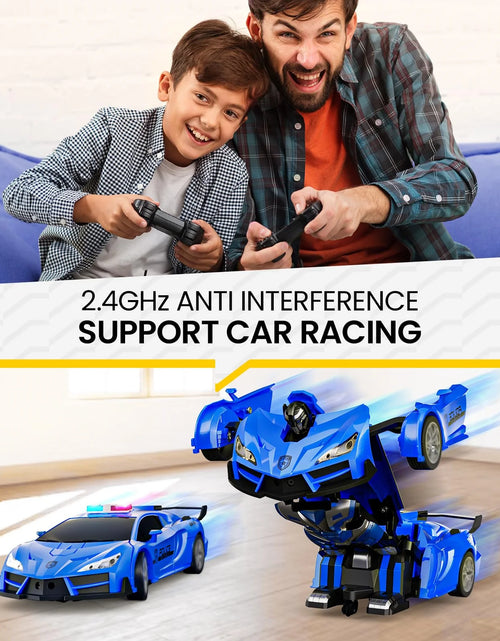 Load image into Gallery viewer, Remote Control Cars Police Car Toy Gesture Sensing with LED Light, 2.4GHz One Button Transformation Robot RC Cars Gift for Kids
