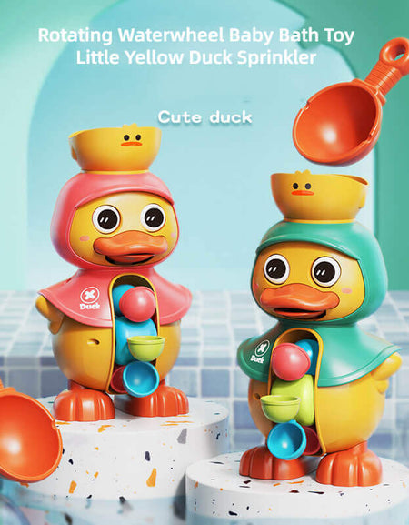Rotating Waterwheel Baby Bath Toy Little Yellow Duck Sprinkler