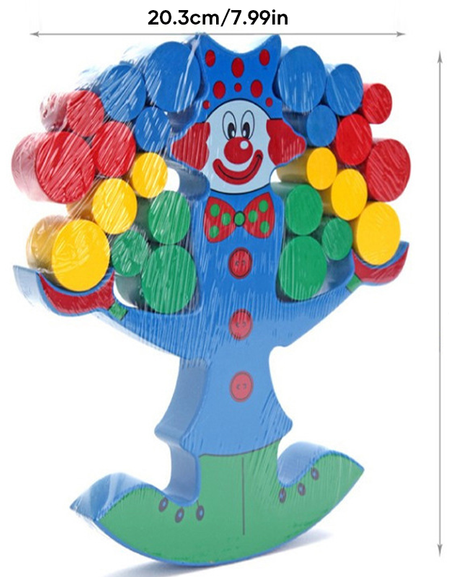 Wooden clown balancing blocks