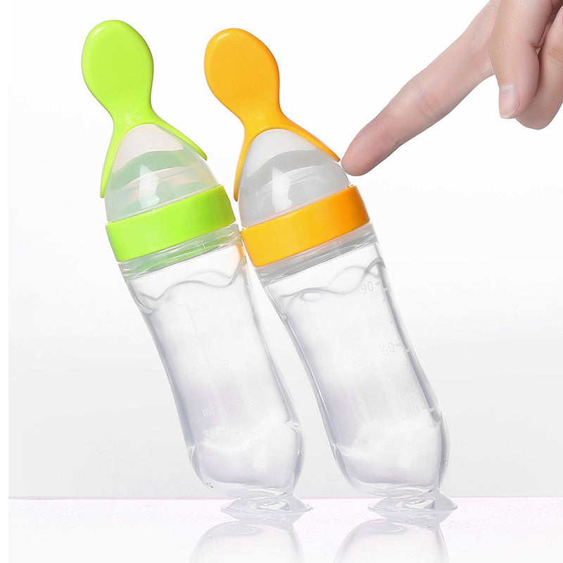 Silicone Squeeze Baby Food Feeder Spoon