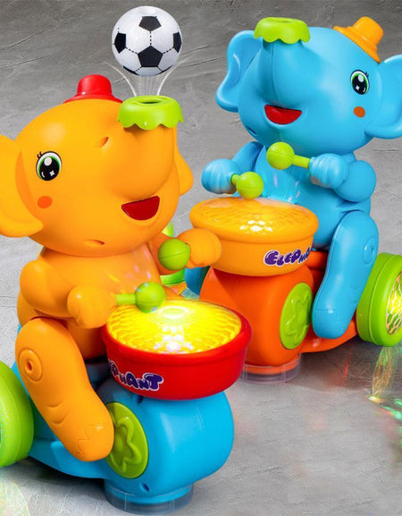 Cute Elephant Toy Beating Drum