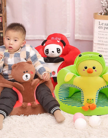 Baby Supportive Cute Plush Sofa Cover Learning to Sit (Only Cover)